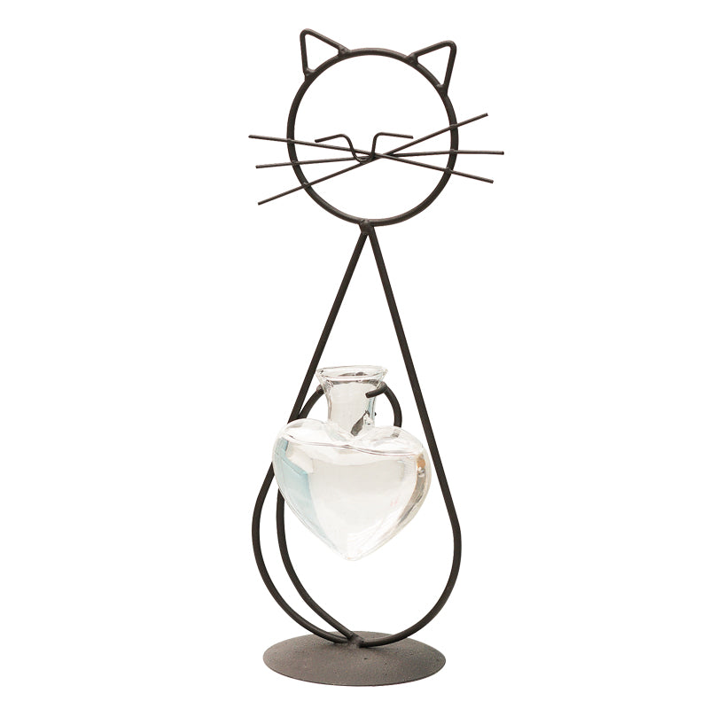 Cat Iron Art Deco Hydroponic Vase