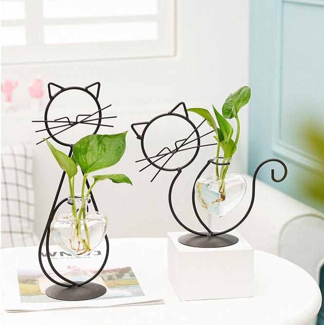 Cat Iron Art Deco Hydroponic Vase