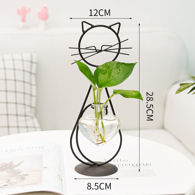 Cat Iron Art Deco Hydroponic Vase