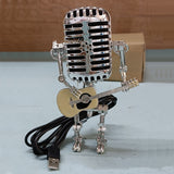 Vintage Metal Microphone Robot Desk Lamp