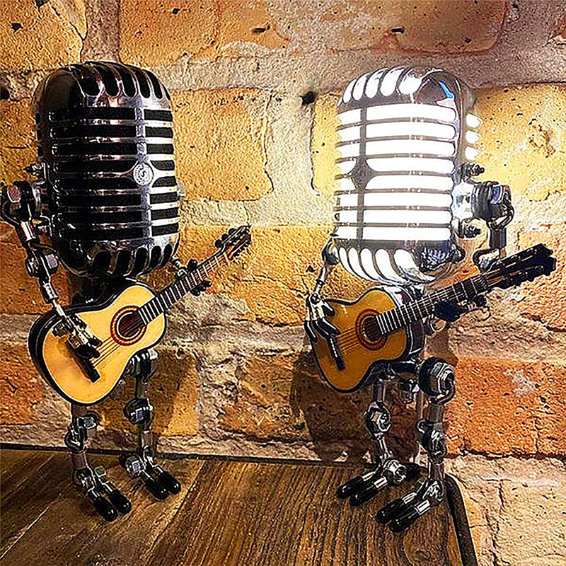 Vintage Metal Microphone Robot Desk Lamp