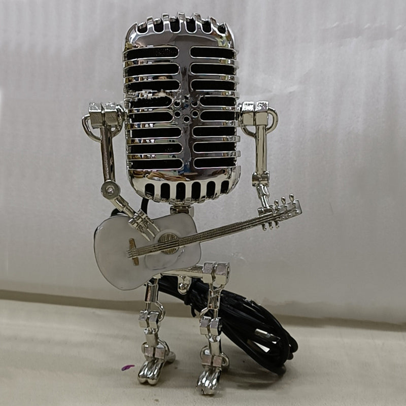 Vintage Metal Microphone Robot Desk Lamp