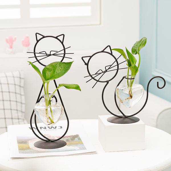 Cat Iron Art Deco Hydroponic Vase